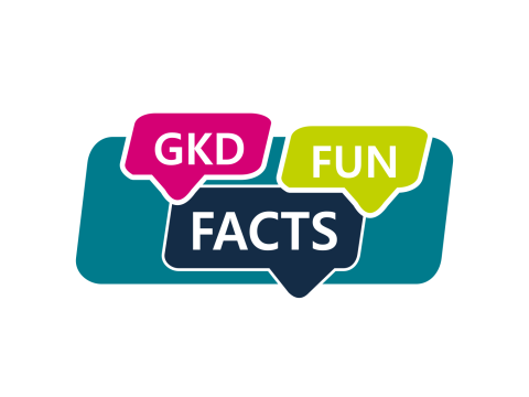 Drei Sprechblasen mit den Worten "GKD", "FUN" und "FACTS"