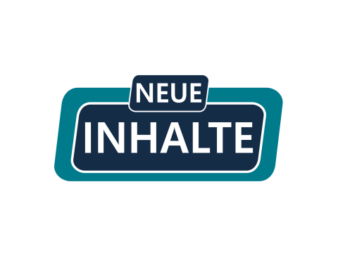 Zwei Sprechblasen mit den Worten "NEUE" und "INHALTE"